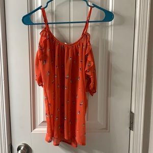 Cute sheer cover shirt with bird Pattern